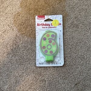 Green and Purple Number 6 Birthday Candle